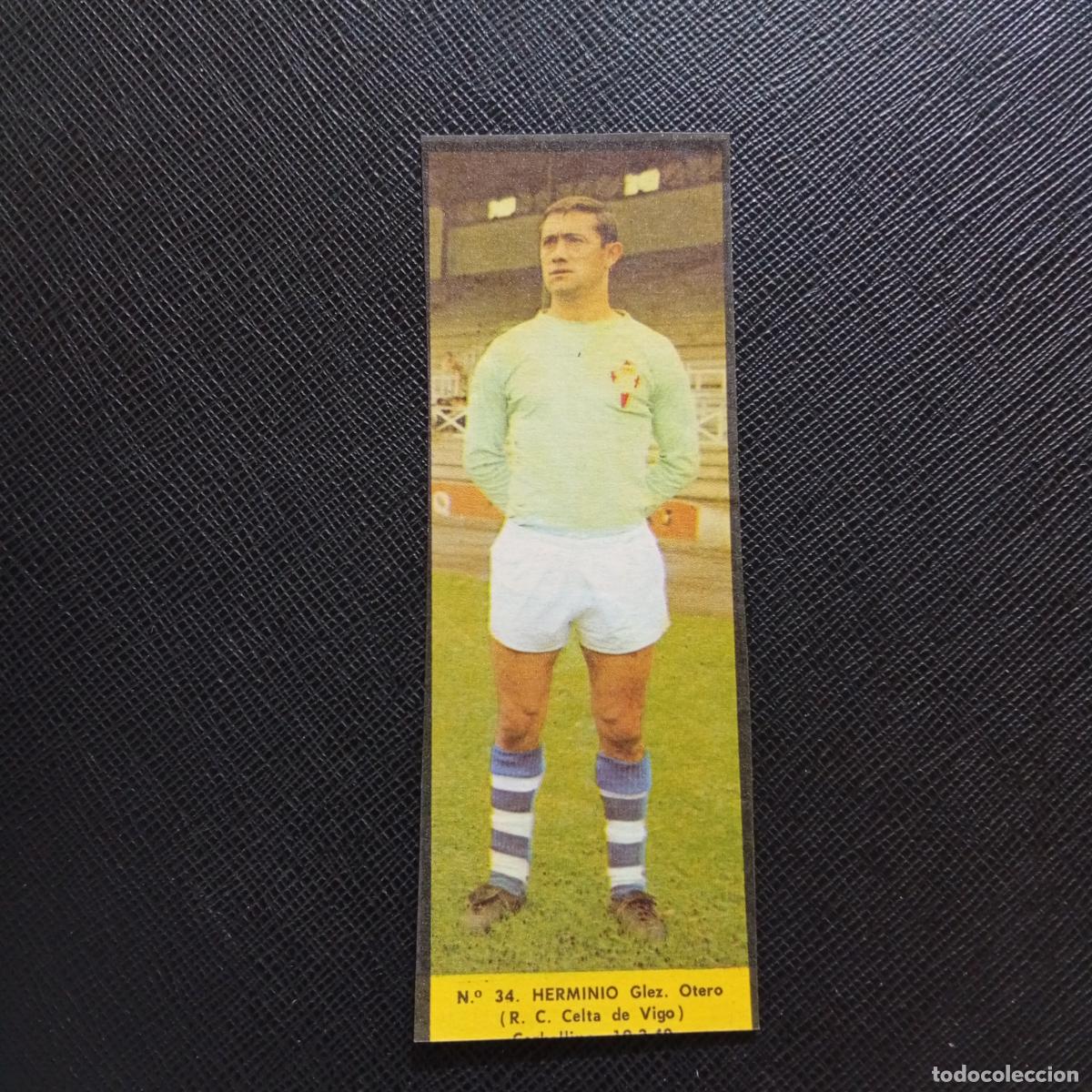 Cromos de F&uacute;tbol: 34 HERMINIO CELTA LA VOZ DE ASTURIAS JUGADORES UNO A UNO CROMO 1968 1969 FUTBOL