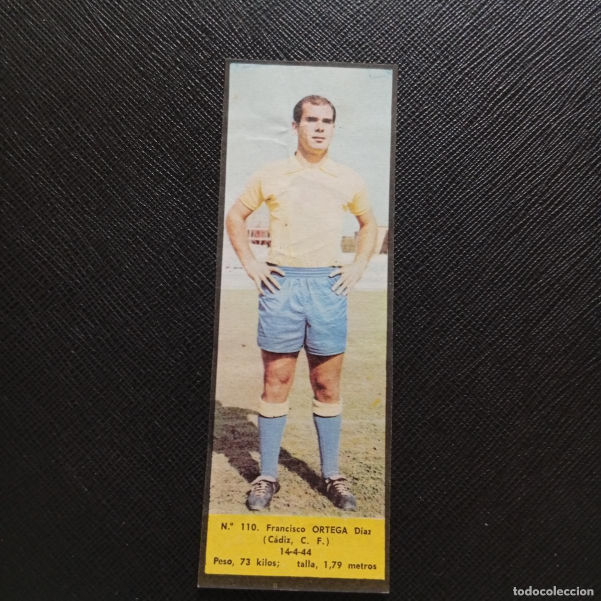 Cromos de F&uacute;tbol: 110 ORTEGA CADIZ LA VOZ DE ASTURIAS JUGADORES UNO A UNO CROMO 1968 1969 FUTBOL