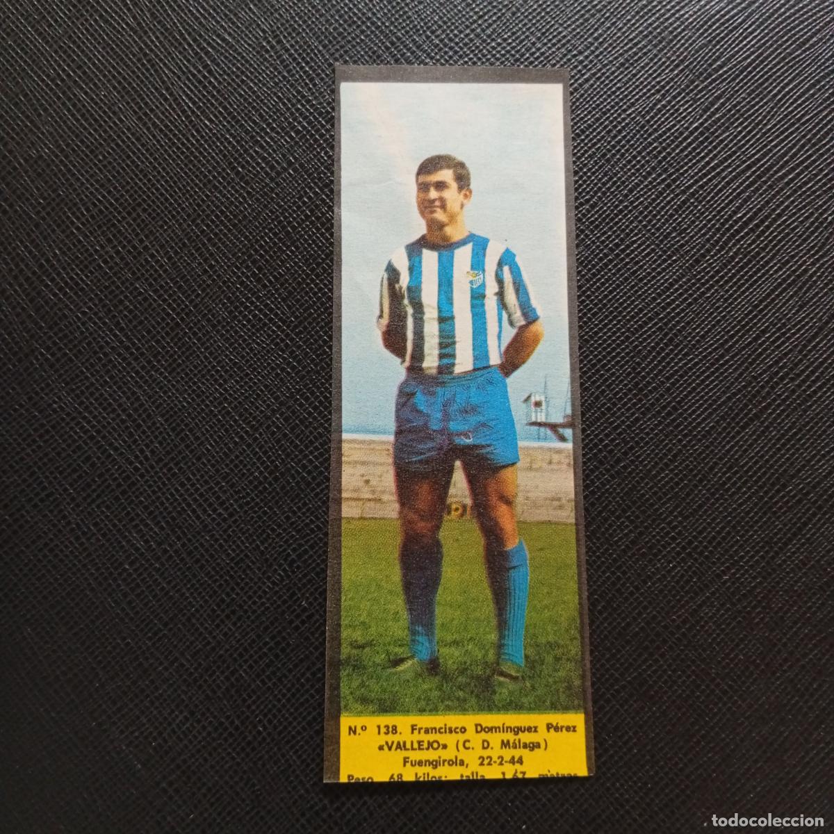 Cromos de F&uacute;tbol: 138 VALLEJO MALAGA LA VOZ DE ASTURIAS JUGADORES UNO A UNO CROMO 1968 1969 FUTBOL -