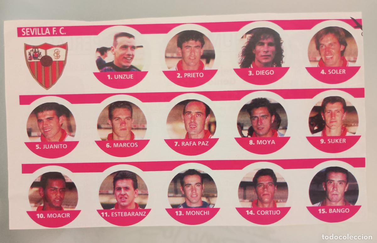 Cromos de F&uacute;tbol: Sevilla F. C. Superchapas de La Liga. Temporada 1994-95 (Revista Supertele)