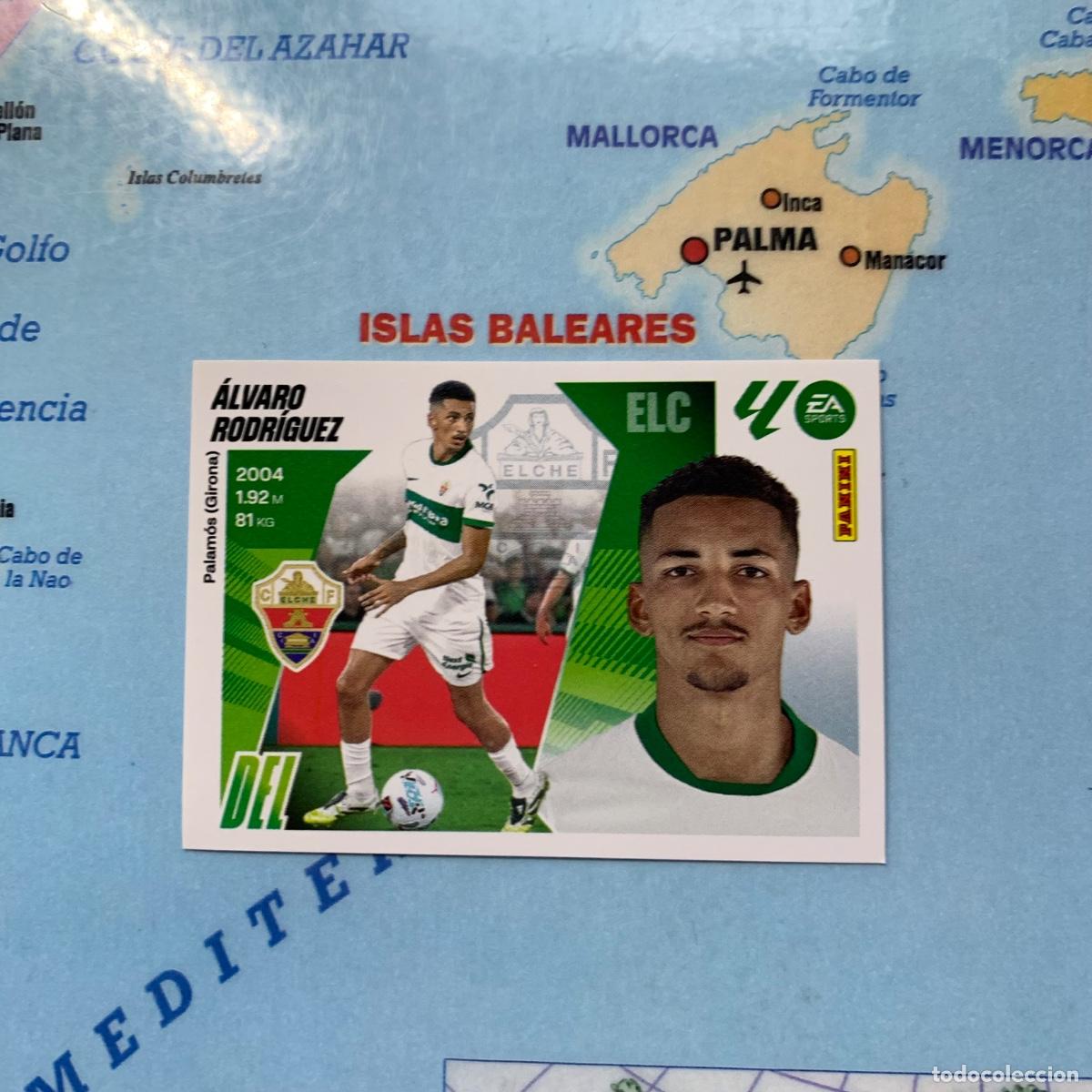 Fu&szlig;ball-Sticker: &Aacute;lvaro Rodr&iacute;guez coloca n&uacute;mero 19 Bis del Elche cromo liga este 25-26 2025-2026