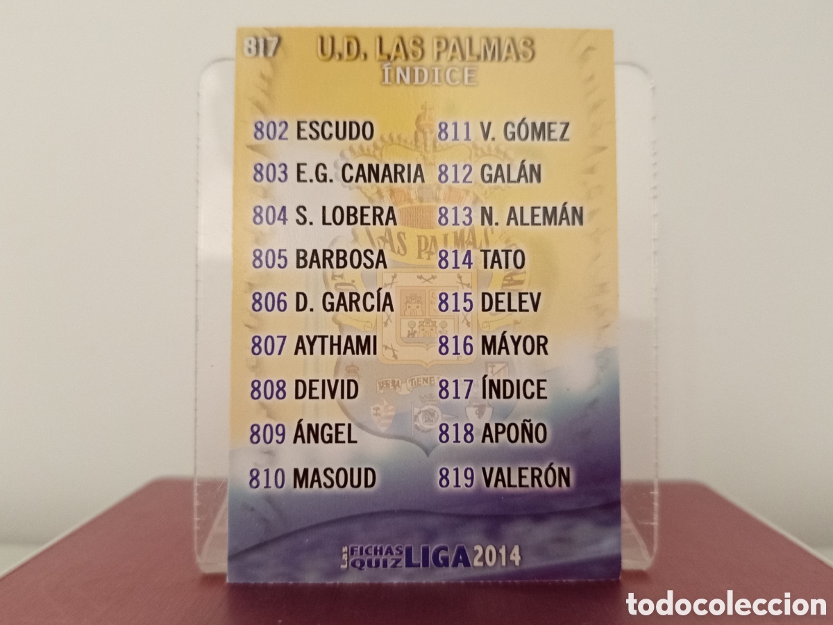Fu&szlig;ball-Sticker: ❇️ CROMO ⚽ &Iacute;NDICE LAS PALMAS 817 FICHAS LIGA 2013 2014 13 14 QUIZ MUNDICROMO ❇️
