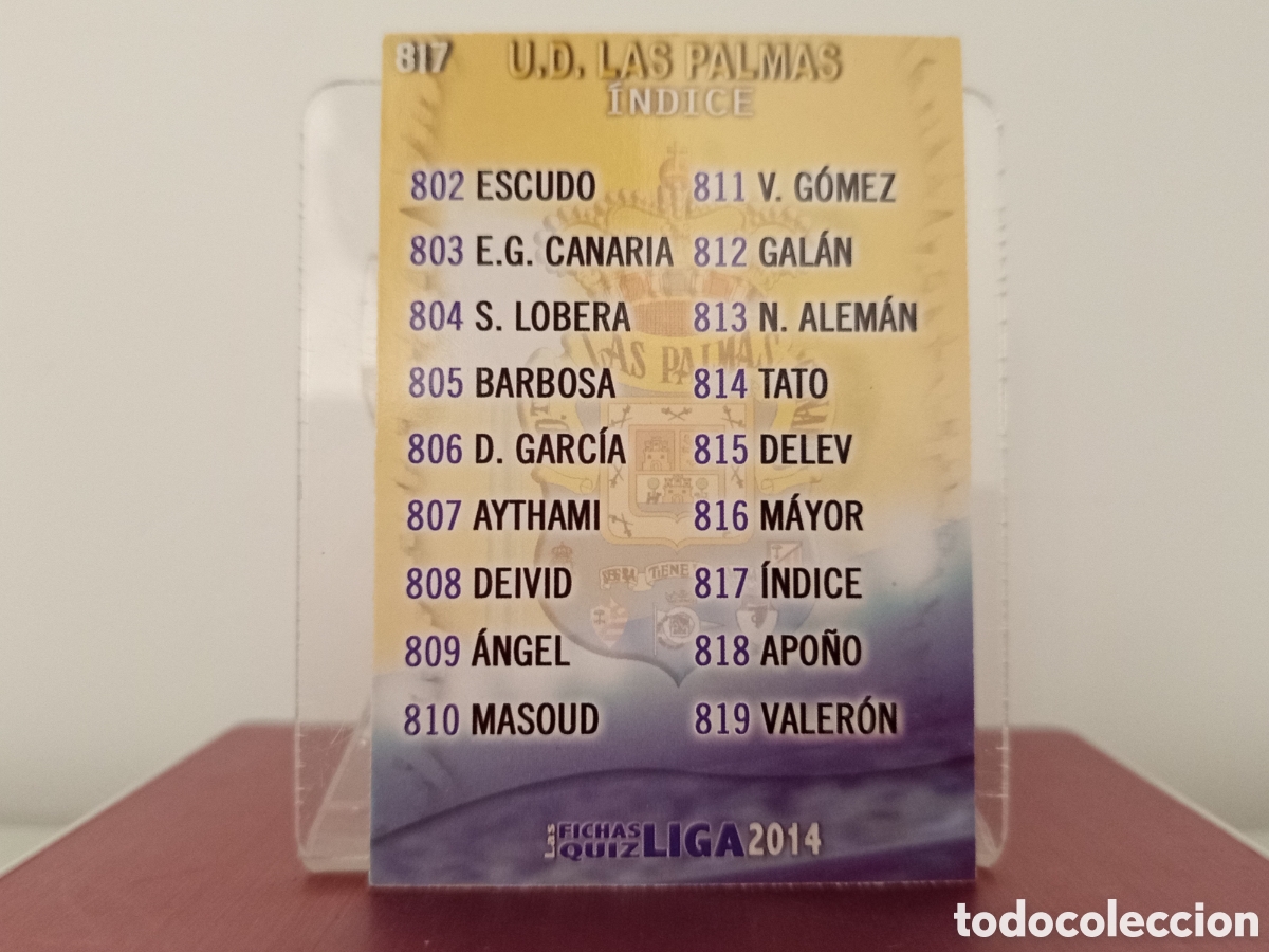 Fu&szlig;ball-Sticker: ❇️ CROMO ⚽ &Iacute;NDICE LAS PALMAS 817 FICHAS LIGA 2013 2014 13 14 QUIZ MUNDICROMO ❇️