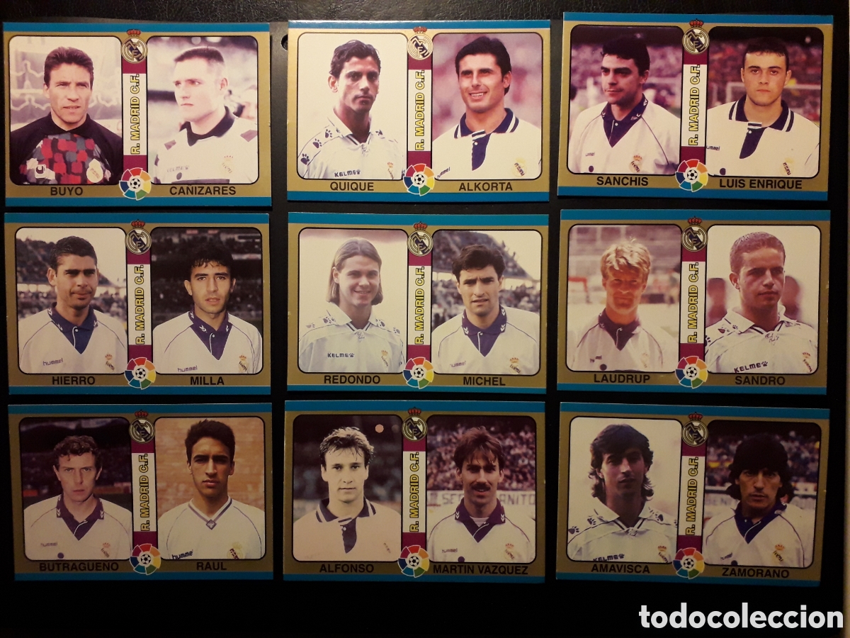 Cromos de F&uacute;tbol: 9 CROMOS REAL MADRID F&Uacute;TBOL TOTAL MUNDICROMO MC 94 95 1995 EQUIPO COMPLETO