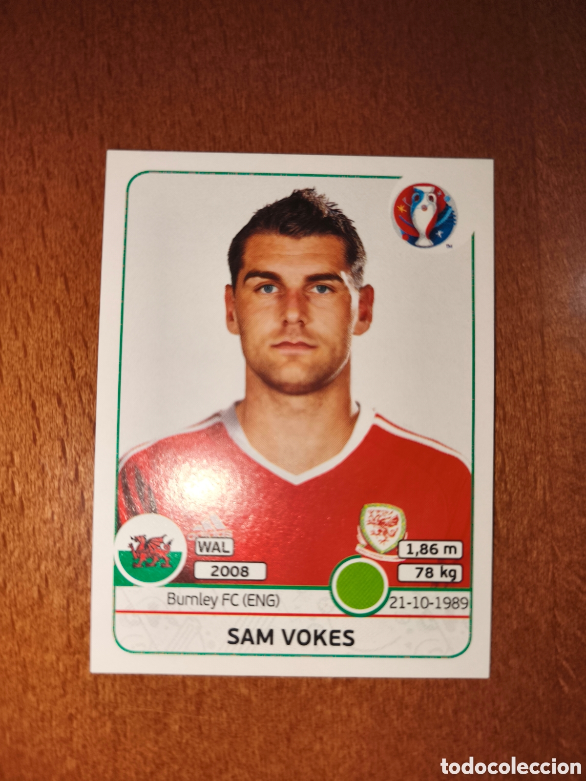Football Stickers: Sam Vokes n&deg;199 UEFA Euro 2016 Gales