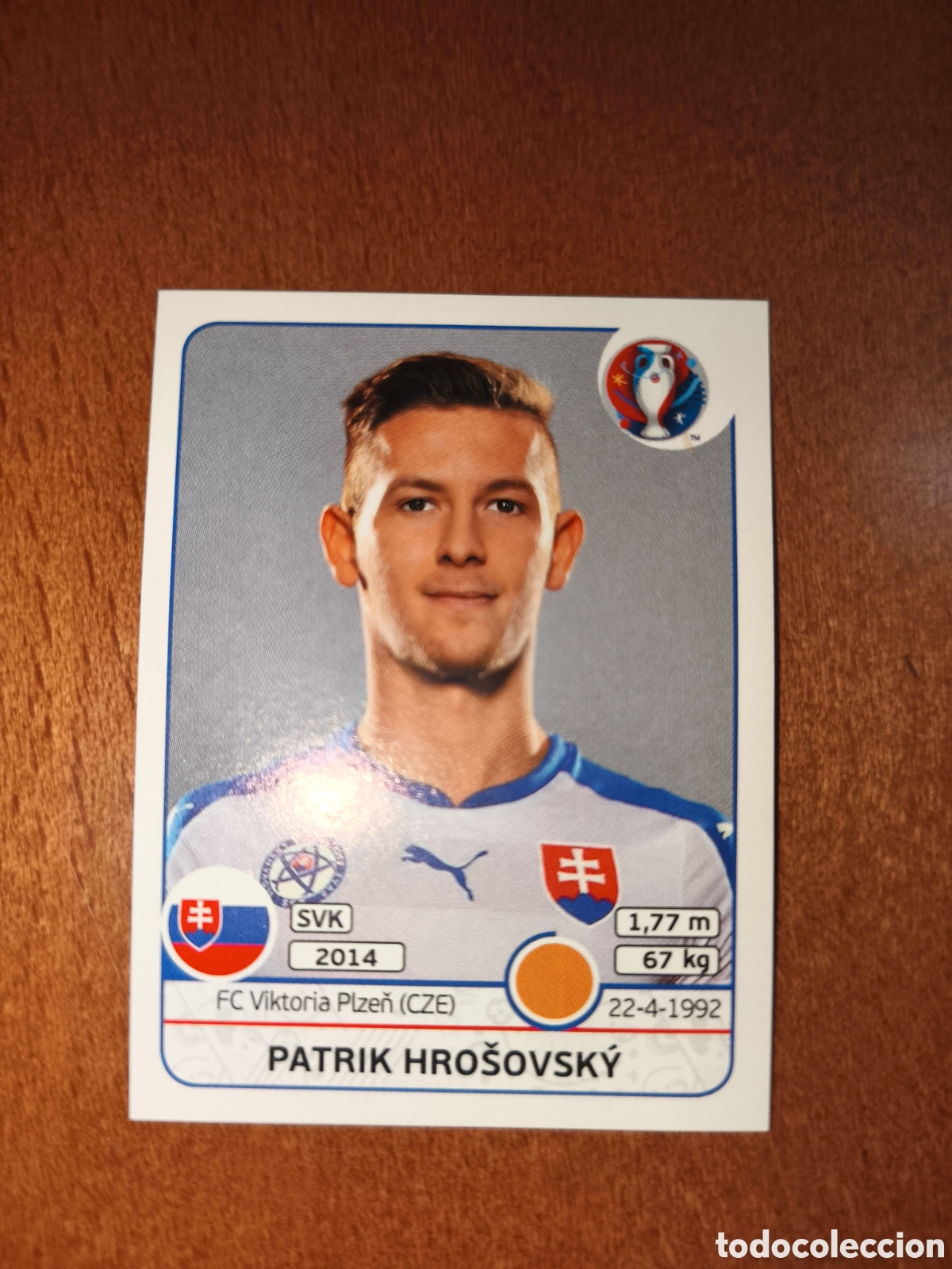 Cromos de F&uacute;tbol: Patrik Hrosovsky n&deg;221 UEFA Euro 2016 Eslovaquia
