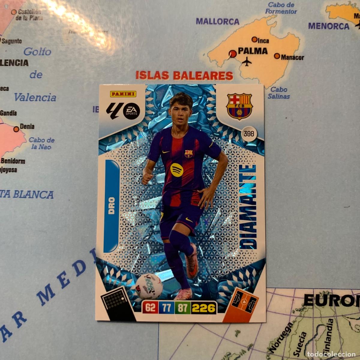 Cartes &agrave; collectionner de Football: Dro Diamante n&uacute;mero 398 del Barcelona cromo adrenalyn XL 25-26 2025-2026