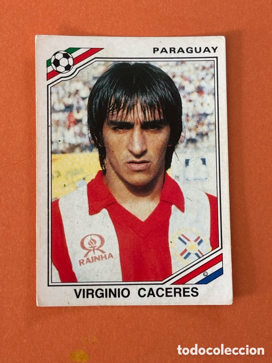 Cromos de F&uacute;tbol: Virginio C&aacute;ceres (Paraguay) Mundial M&eacute;xico 86 PANINI 1986. Nunca pegado, sin pegar