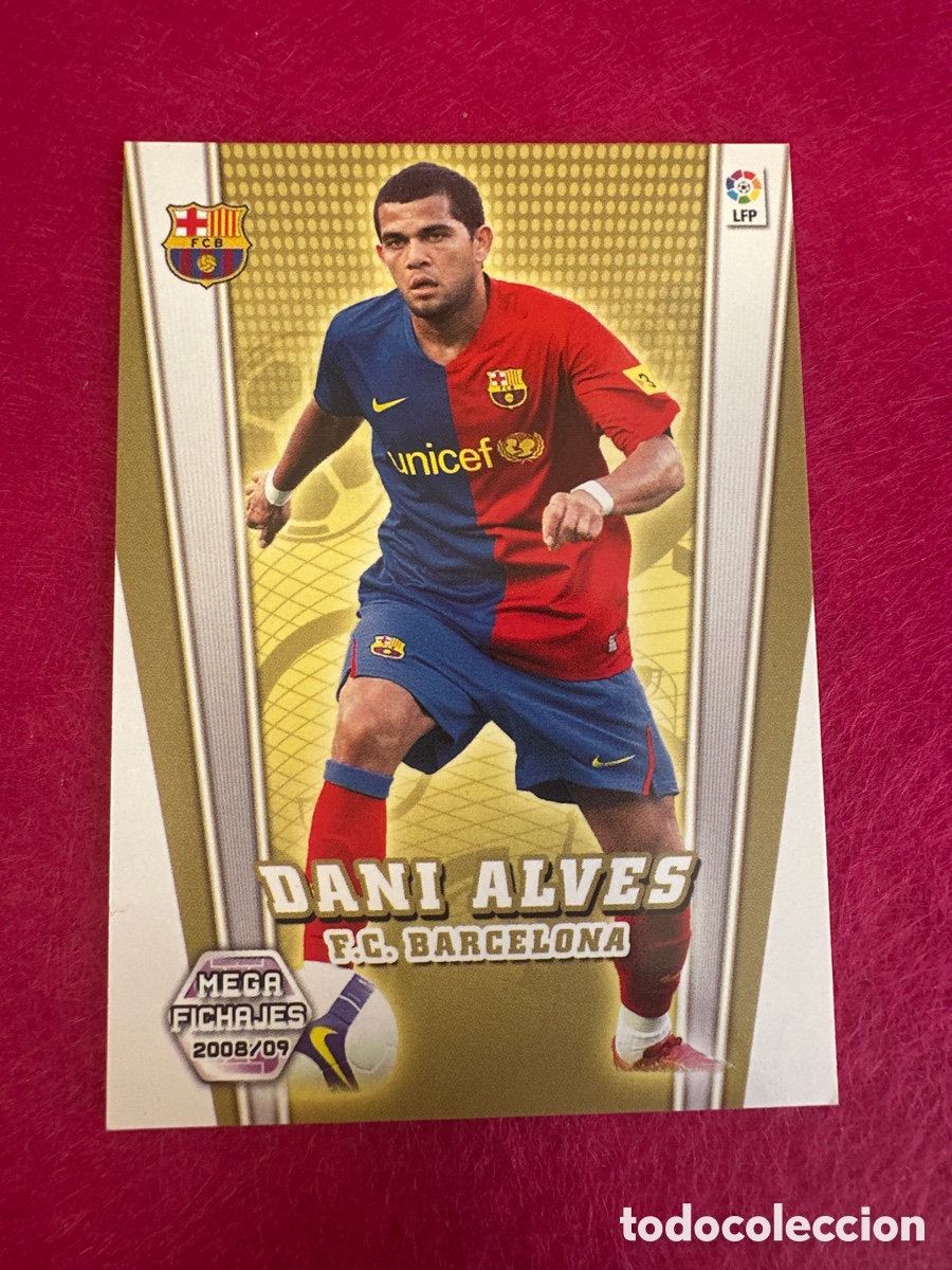 Fu&szlig;ball-Sticker: 496 DANI ALVES(F.C.BARCELONA) MEGAFICHAJES MEGACRACKS 2008-2009 08 09 PANINI TRADING CARD