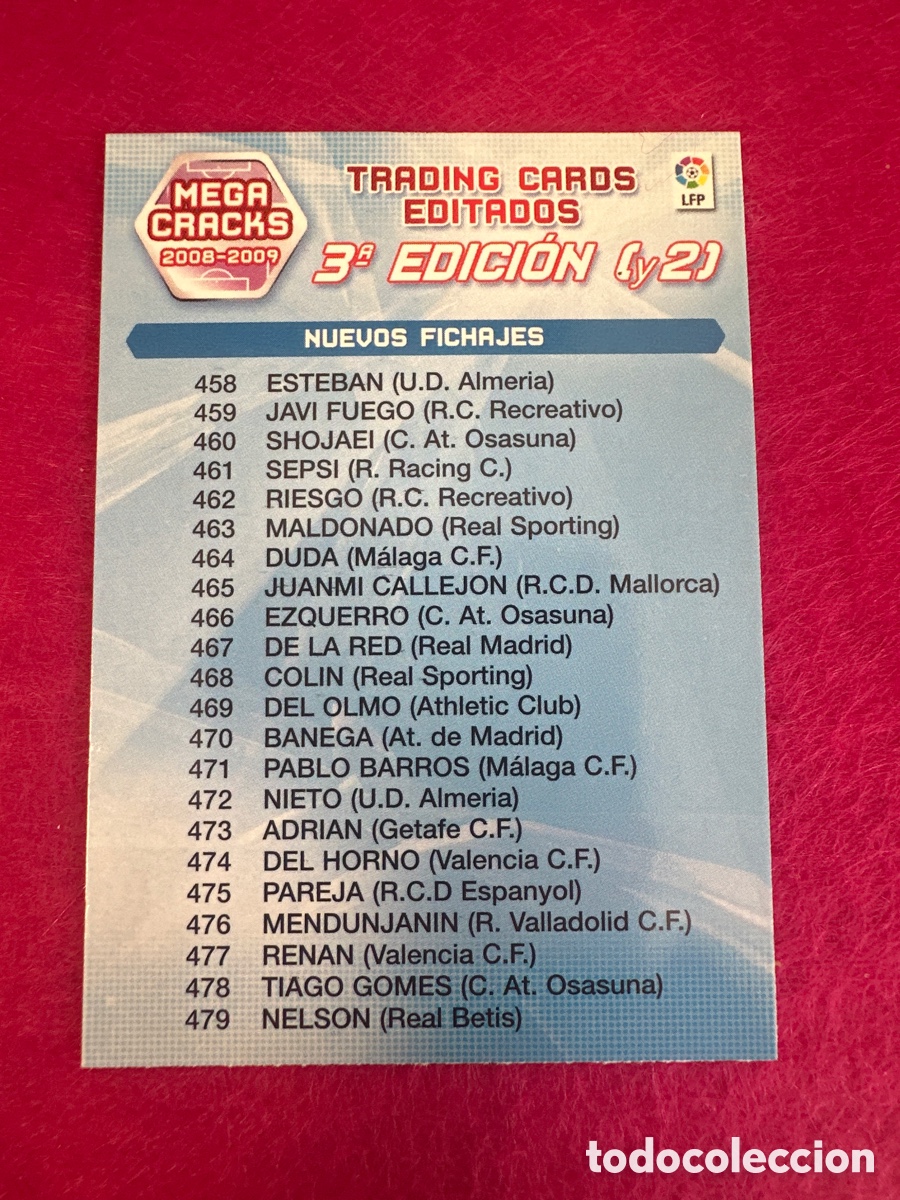 Cromos de F&uacute;tbol: &Iacute;NDICE 3&ordf; EDICI&Oacute;N (2) MEGACRACKS 2008-2009 08 09 PANINI TRADING CARD