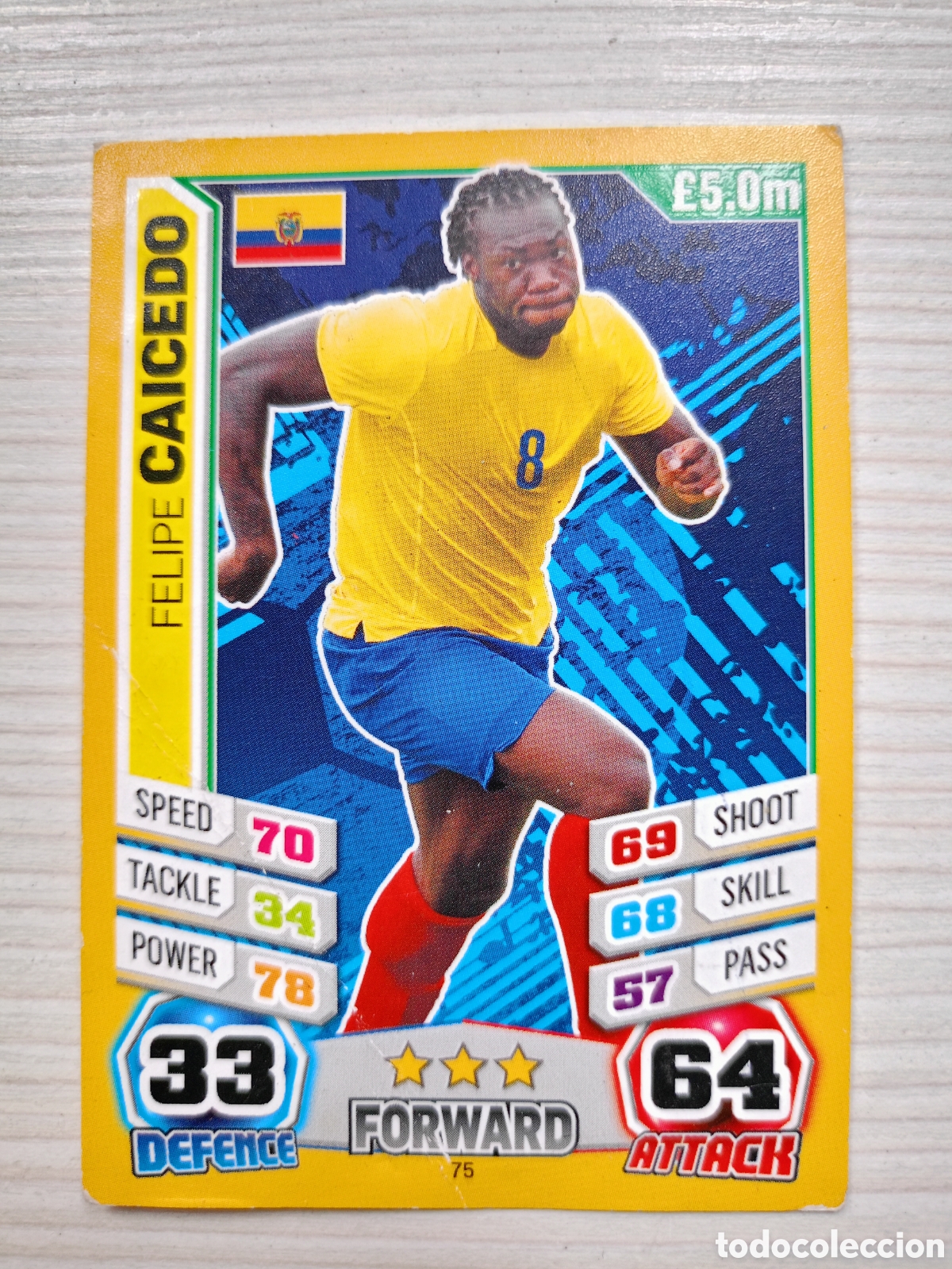 Fu&szlig;ball-Sticker: 75 FELIPE CAICEDO ECUADOR ⚽ TOPPS MATCH ATTAX MUNDIAL WORLD CUP BRASIL 14 2014 ⚽