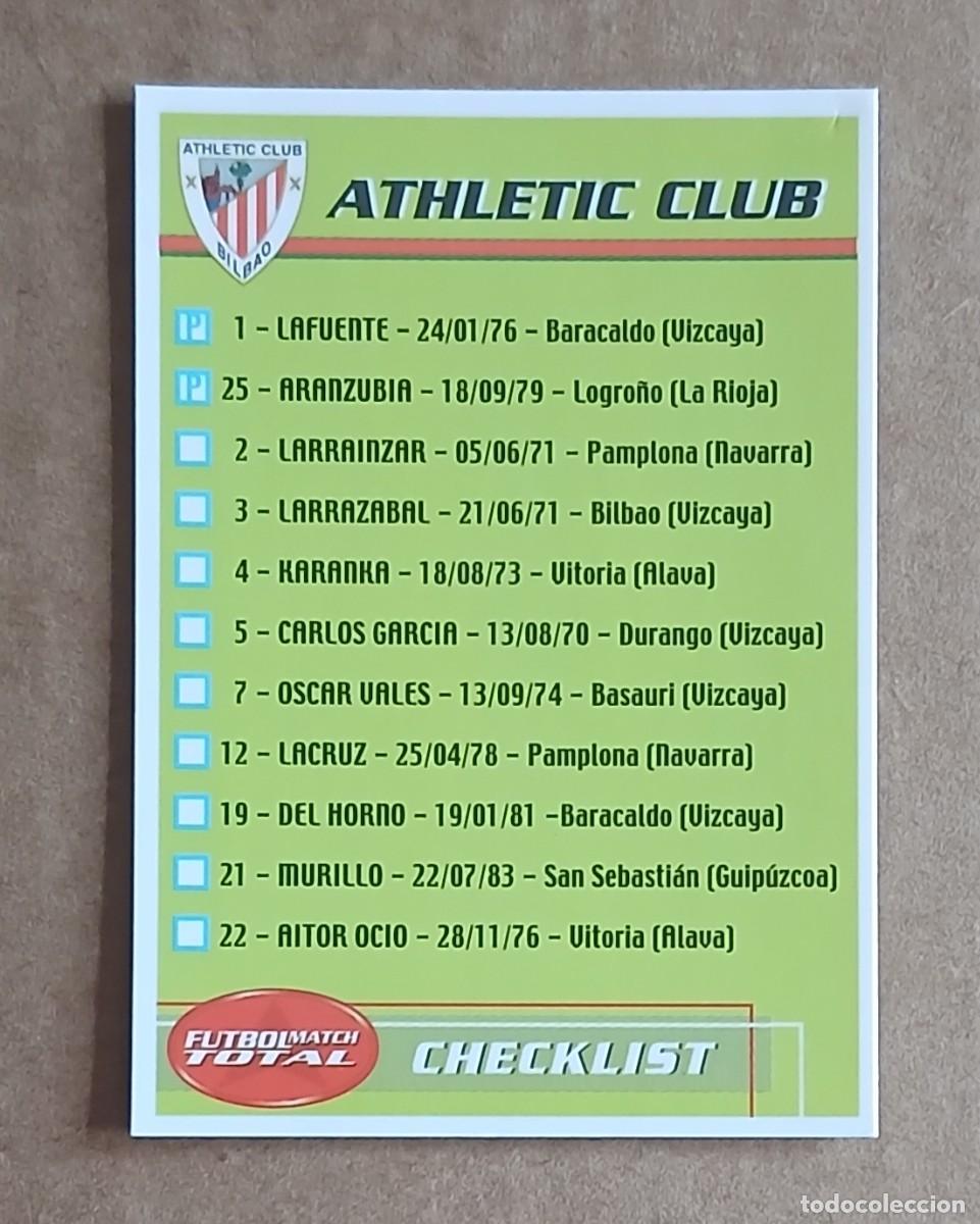 Figurine di Calcio: CROMO DE &Iacute;NDICE ATHLETIC DE BILBAO F&Uacute;TBOL MATCH TOTAL LIGA 2002-2003 MAGIC BOX INT. Nuevo de sobre.