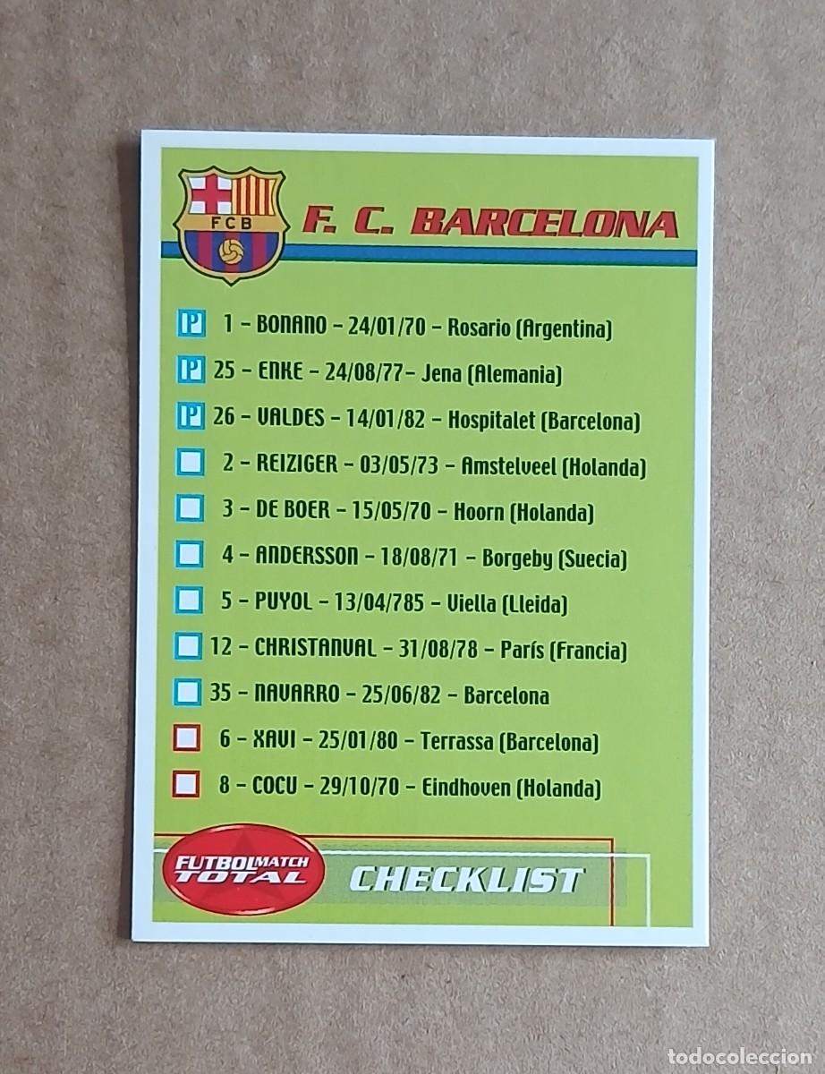 Cartes &agrave; collectionner de Football: CROMO &Iacute;NDICE BARCELONA F&Uacute;TBOL MATCH TOTAL LIGA 2002-2003 MAGIC BOX INT.