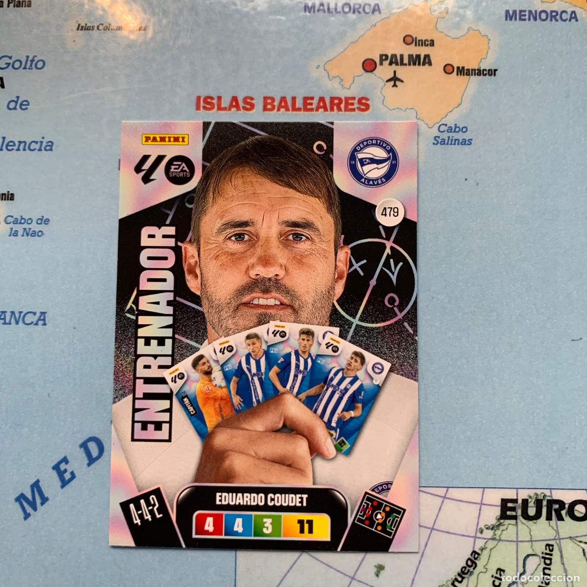Cromos de F&uacute;tbol: Eduardo Coudet entrenador n&uacute;mero 479 del Alaves cromo adrenalyn XL 25-26 2025-2026