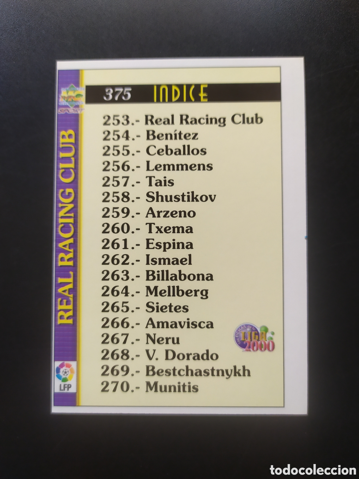 Figurine di Calcio: Mundicromo fichas Liga 1999 2000 99 00 indice n&deg; 375 Racing Santander