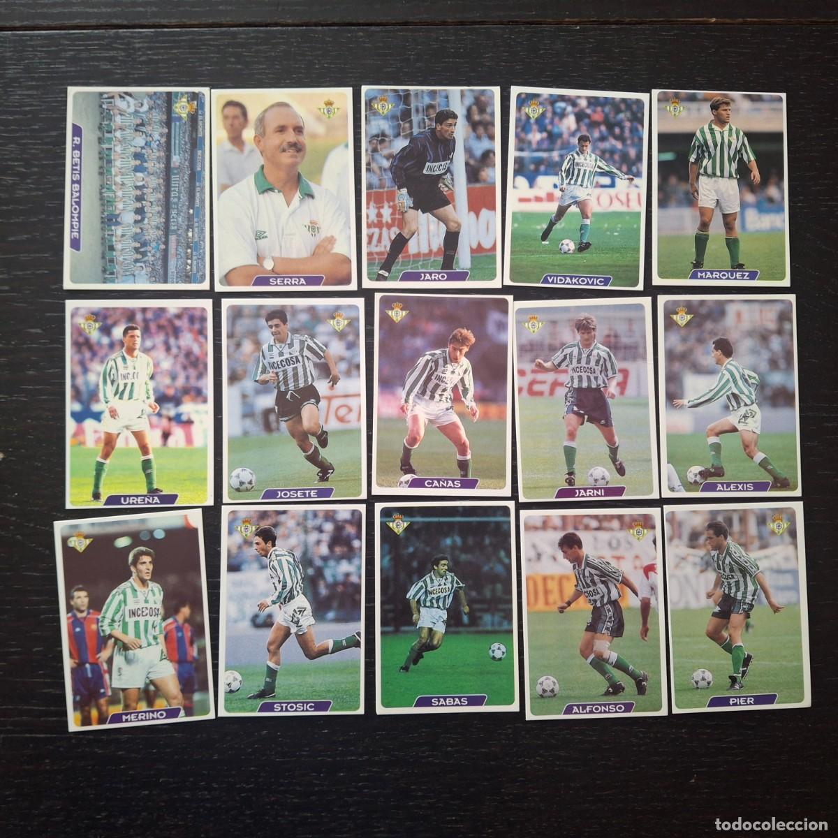 Cartes &agrave; collectionner de Football: LIGA FUTBOL 95 96 - MUNDICROMO MC - 15 FICHAS REAL BETIS BALOMPIE - JARO URE&Ntilde;A JARNI MERINO ALFONSO
