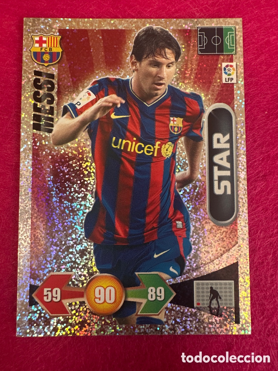 Fu&szlig;ball-Sticker: MESSI (F.C.BARCELONA) STAR-BRILLANTINA GRUESA-ADRENALYN LIGA 2009-2010 09 10 PANINI TRADING CARD