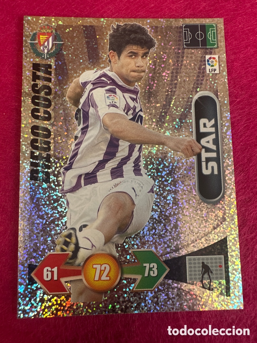 Football Stickers: ROOKIE DIEGO COSTA (VALLADOLID) STAR-BRILLANTINA GRUESA-ADRENALYN LIGA 2009-2010 09 10 PANINI