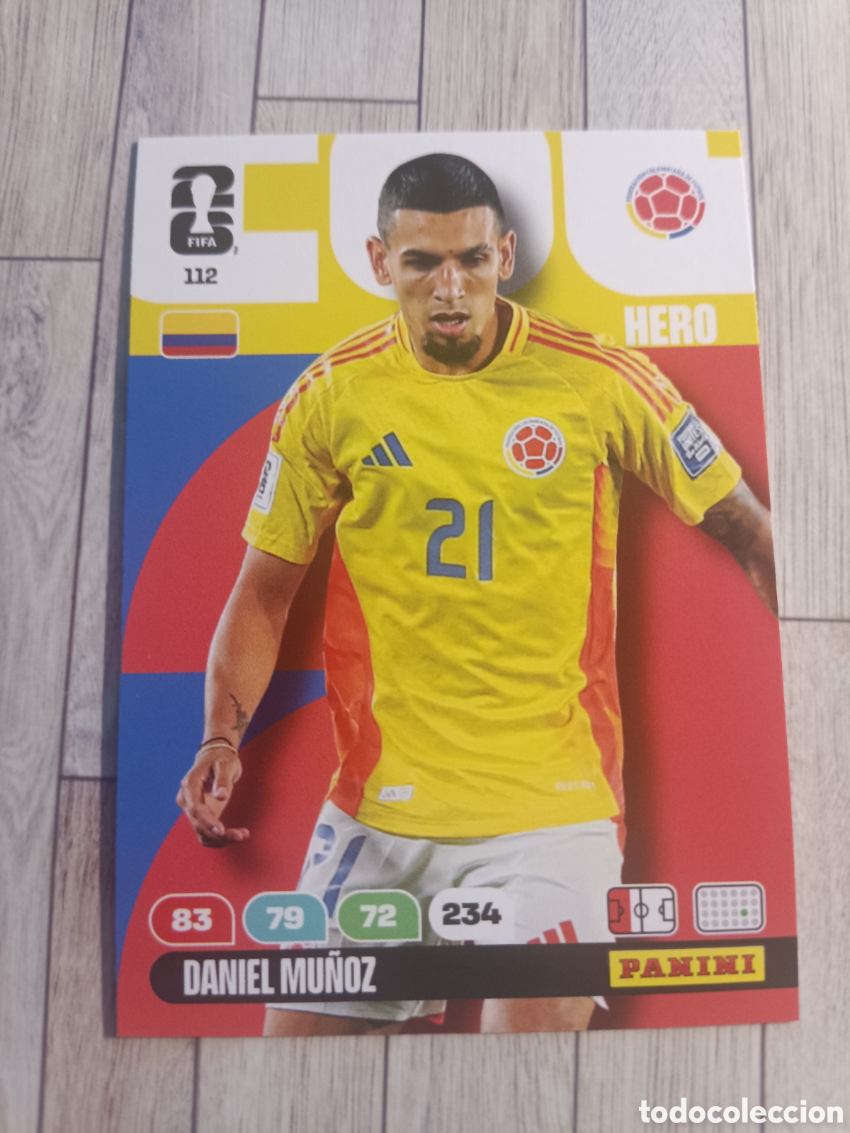 Cartes &agrave; collectionner de Football: 112 DANIEL MU&Ntilde;OZ COLOMBIA HERO ADRENALYN XL MUNDIAL WORLD CUP 2026 PANINI 26