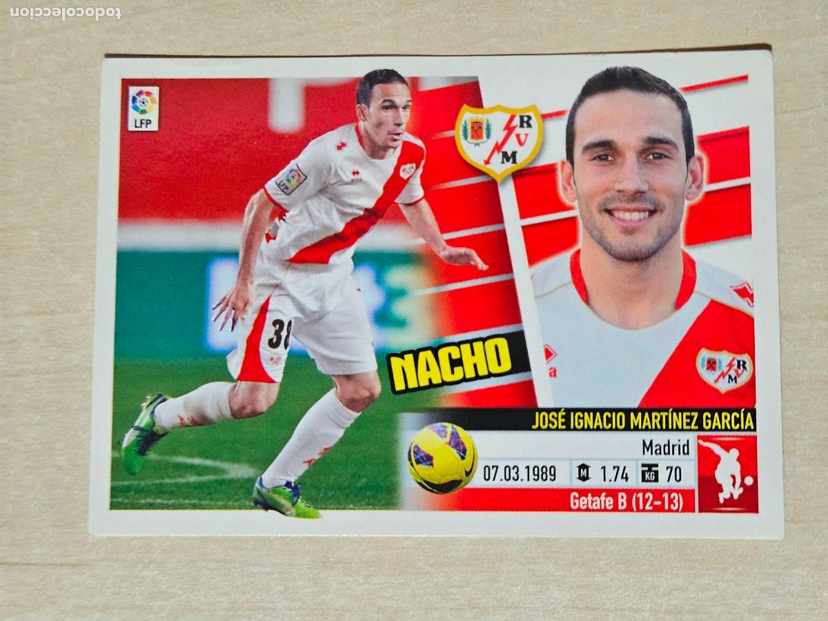 Cartes &agrave; collectionner de Football: CROMO N&ordm; 7 NACHO - ESTE 2013 14 - 13 14 - CROMO SIN PEGAR - RAYO VALLECANO
