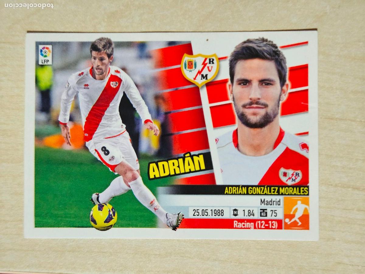 Cartes &agrave; collectionner de Football: CROMO N&ordm; 9 ADRIAN - ESTE 2013 14 - 13 14 - CROMO SIN PEGAR - RAYO VALLECANO