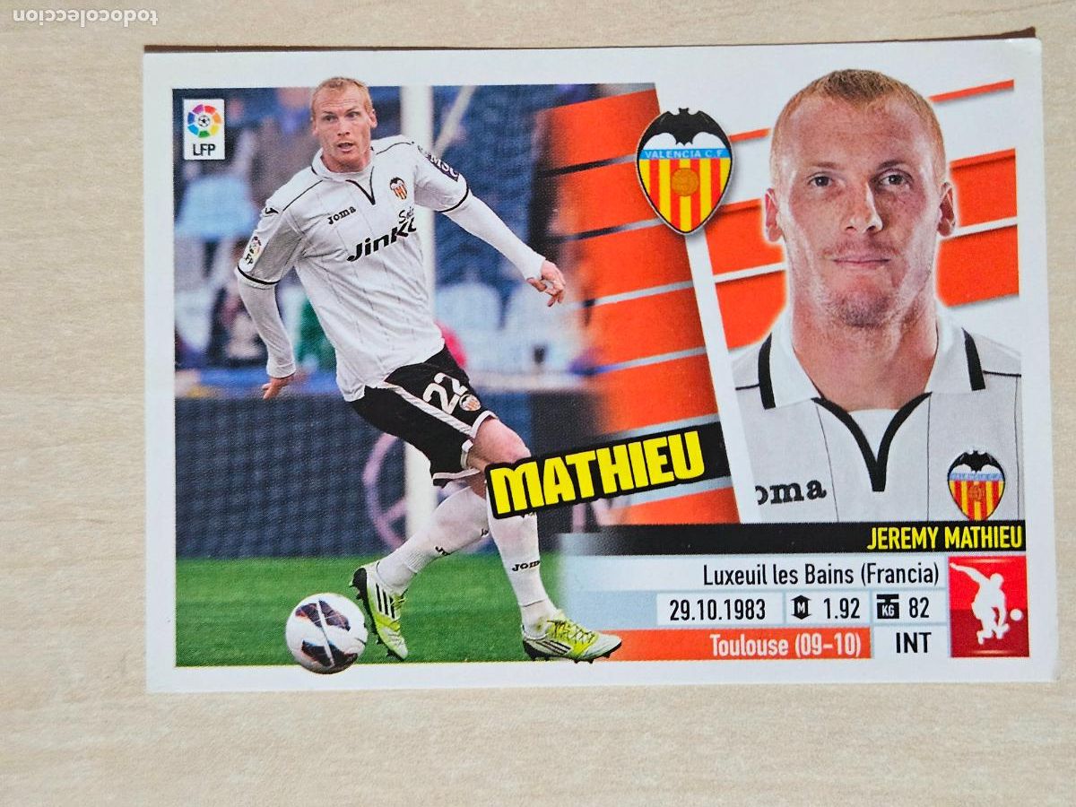 Cromos de Futebol: CROMO N&ordm; 6 MATHIEU - ESTE 2013 14 - 13 14 - CROMO SIN PEGAR - VALENCIA