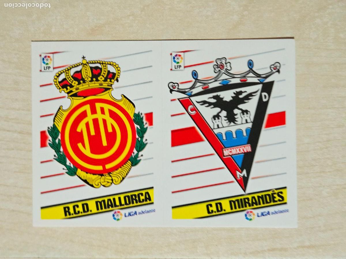 Cromos de Futebol: CROMO N&ordm; 7 MALLORCA Y MIRANDES - ESTE 2013 14 - 13 14 - CROMO SIN PEGAR - ESCUDO 2&ordf; DIVISION