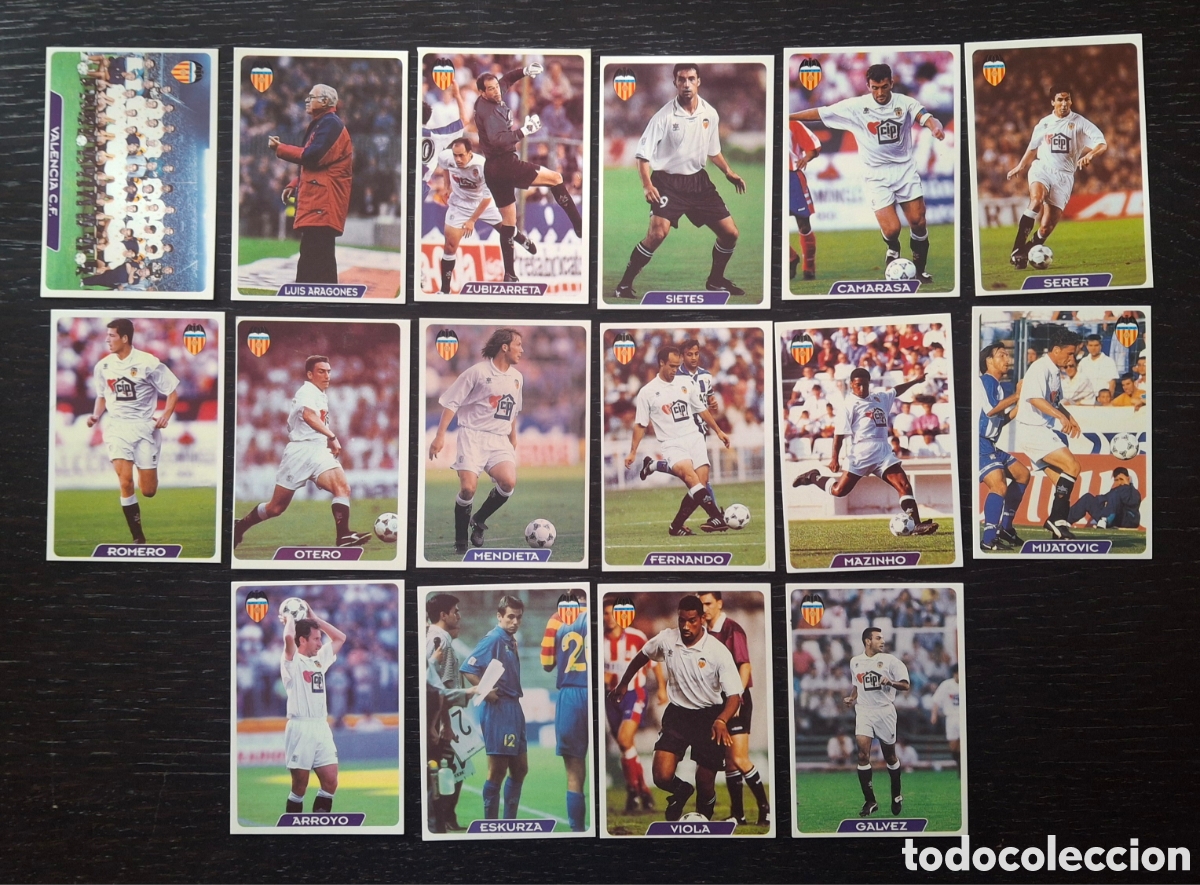 Cartes &agrave; collectionner de Football: LIGA FUTBOL 95 96 - MUNDICROMO MC - 16 FICHAS VALENCIA C.F. - ARAGONES ZUBIZARRETA MIJATOVIC ROMERO