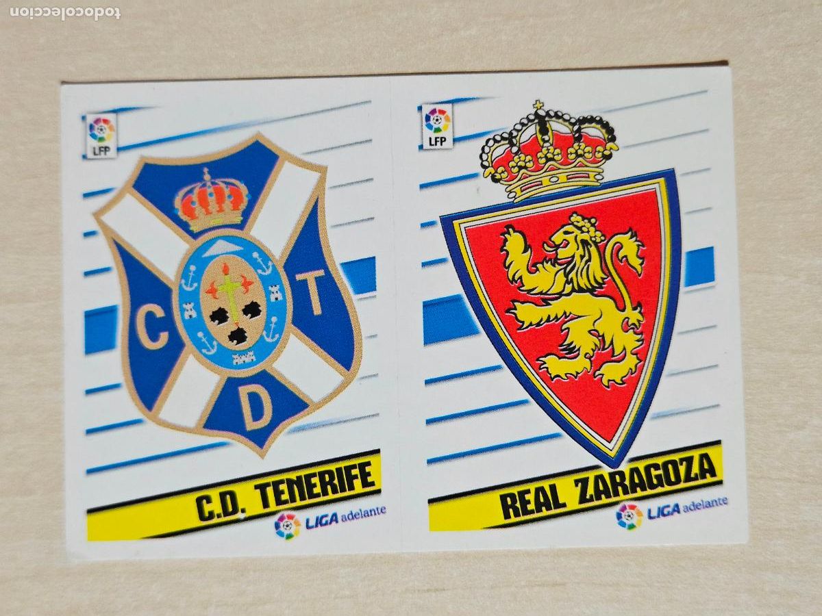 Cromos de Futebol: CROMO N&ordm; 11 TENERIFE Y REAL ZARAGOZA - ESTE 2013 14 - 13 14 - CROMO SIN PEGAR - ESCUDO 2&ordf; DIVISION