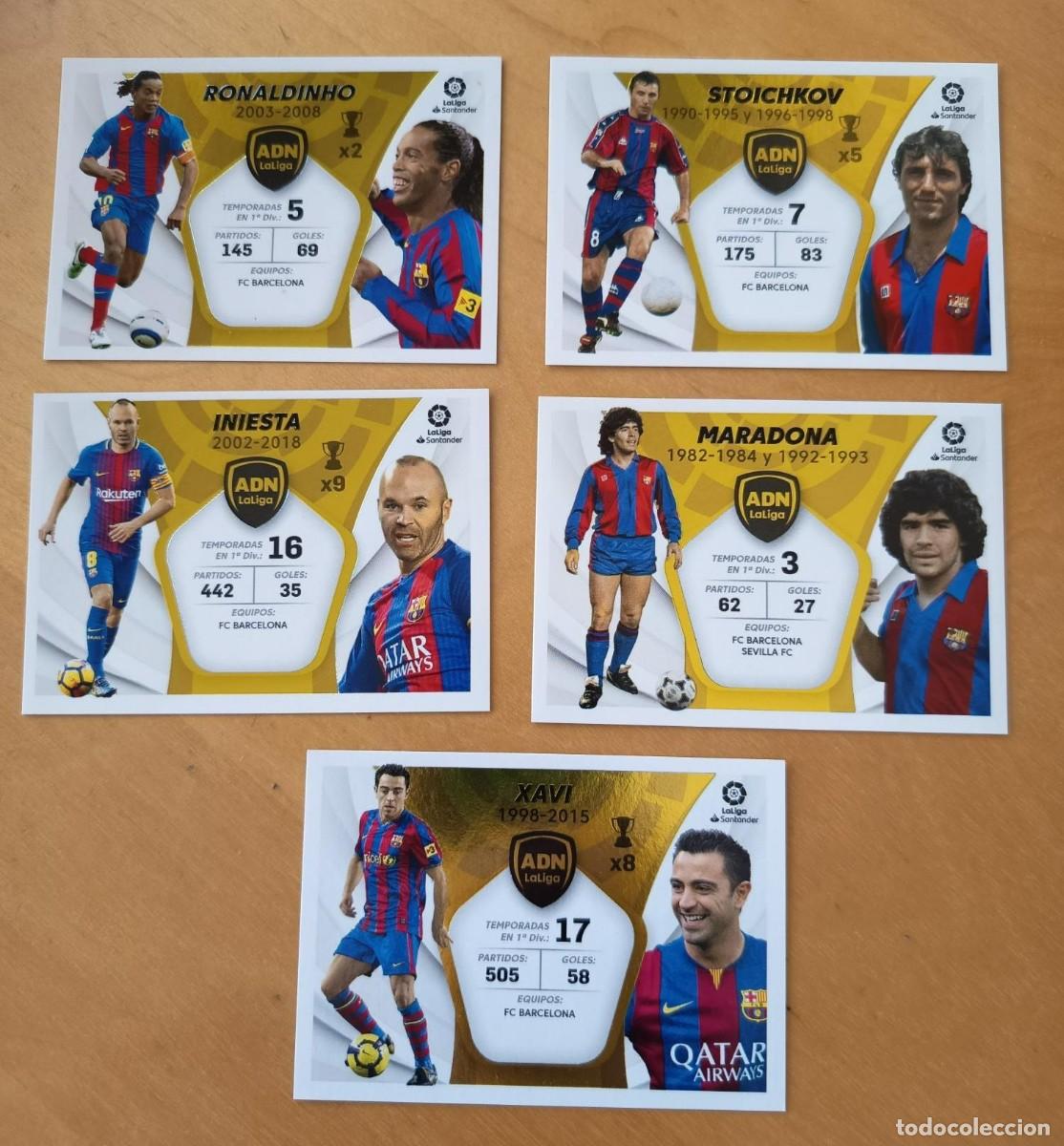 Cromos de Futebol: MARADONA, RONALDINHO, INIESTA, STOICHKOV, XAVI LOTE FC BARCELONA ADN LIGA ESTE 2021-22