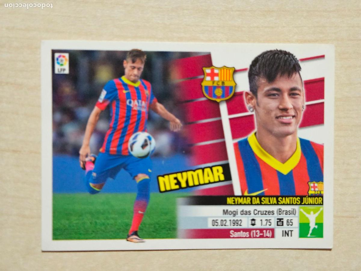 Fu&szlig;ball-Sticker: EDICIONES ESTE 2013 14 FICHAJE N&ordm; 1 NEYMAR - CROMO SIN PEGAR - BARCELONA