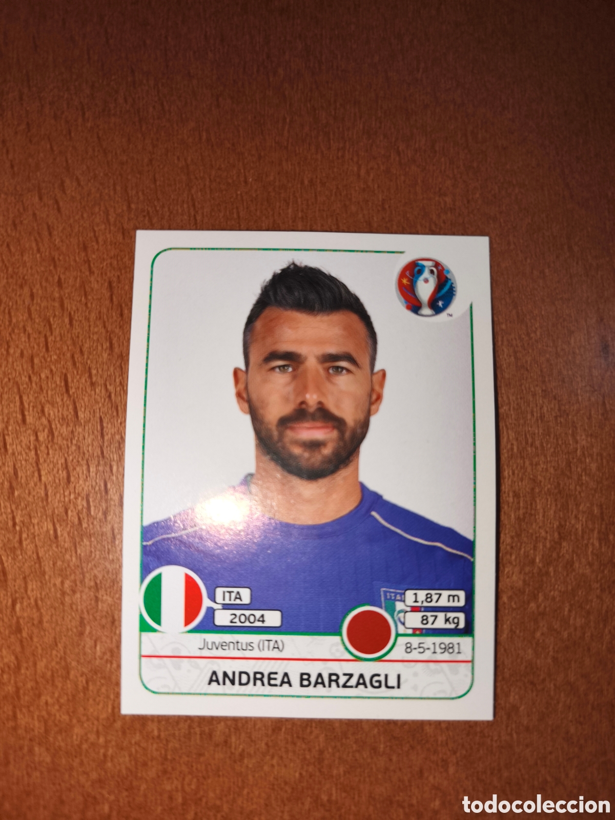 Cromos de F&uacute;tbol: Andrea Barzagli n&deg;498 UEFA Euro 2016 Italia