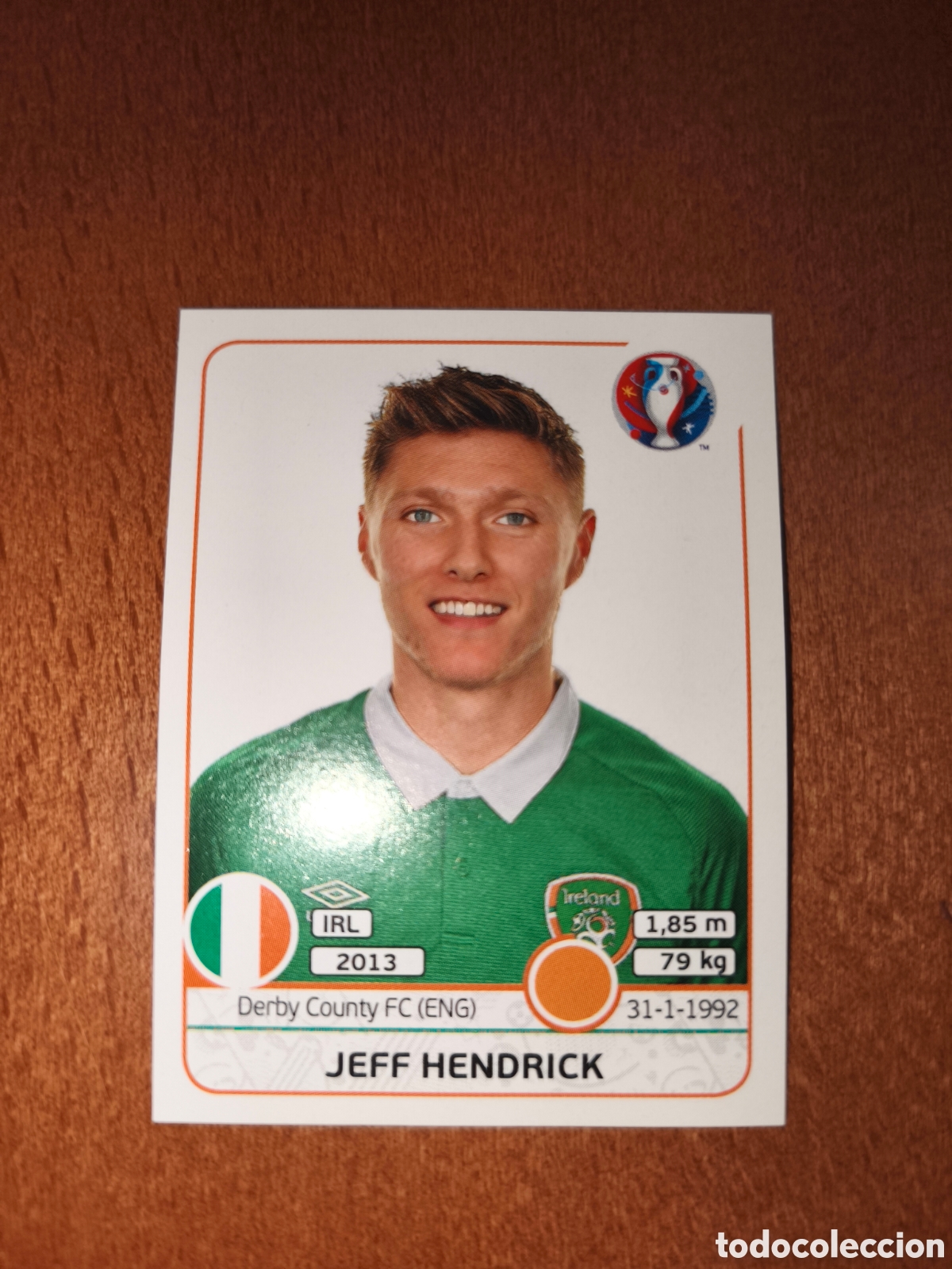 Cromos de F&uacute;tbol: Jeff Hendrick n&deg;526 UEFA Euro 2016 Irlanda