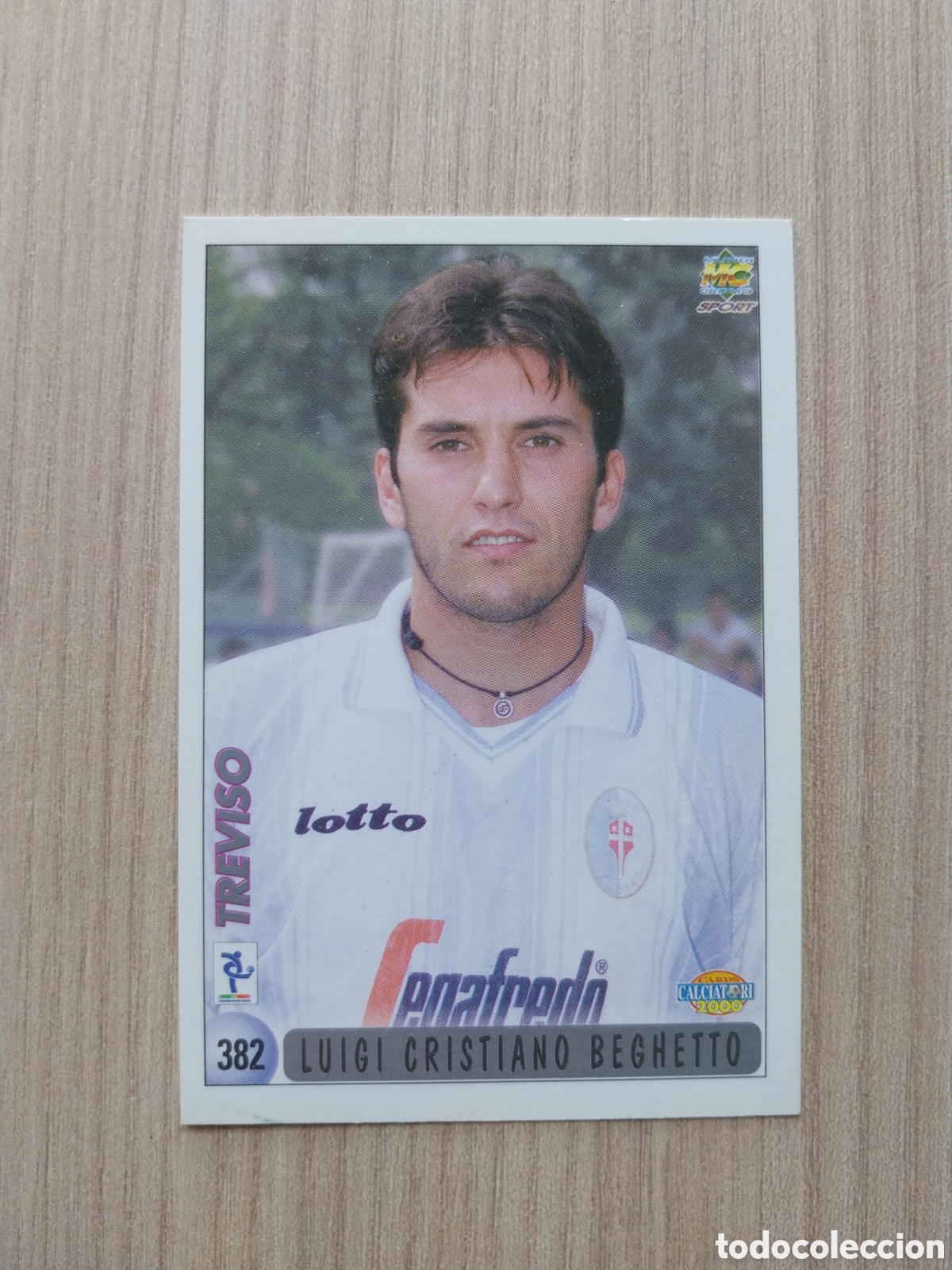 Football Stickers: LUIGI CRISTIANO BEGHETTO RICCARDO RIMONDINI N&deg; 382 CALCIATORI 1999 2000 99 00 TREVISO MUNDICROMO