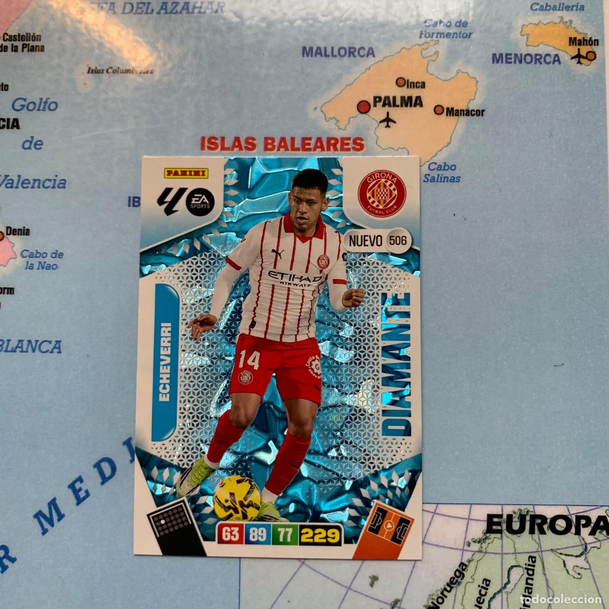 Football Stickers: Echeverri nuevo Diamante n&uacute;mero 506 del Girona cromo adrenalyn XL 25-26 2025-2026