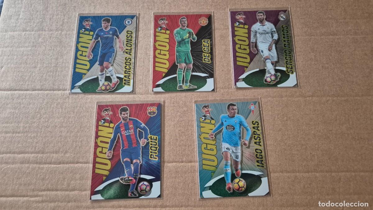Cromos de Futebol: LOTE 5 CARDS PANINI JUGON MARCOS ALONSO, DE GEA, SERGIO RAMOS, PIQUE, IAGO ASPAS