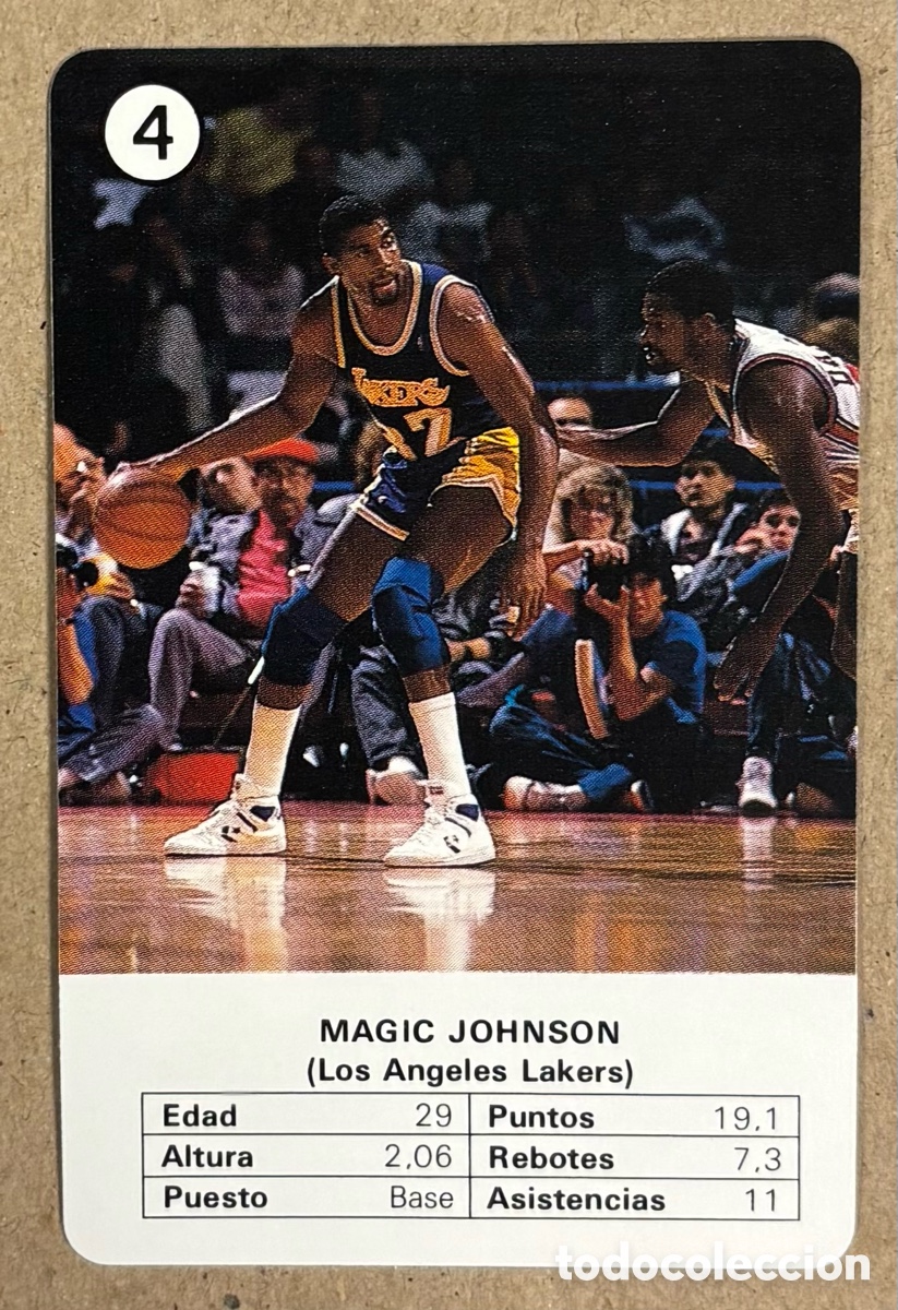 Cromos de F&uacute;tbol: MAGIC JOHNSON (LOS ANGELES LAKERS) N&deg; 5. CARTA COLECCI&Oacute;N FOURNIER ESTRELLAS MBA (1988).