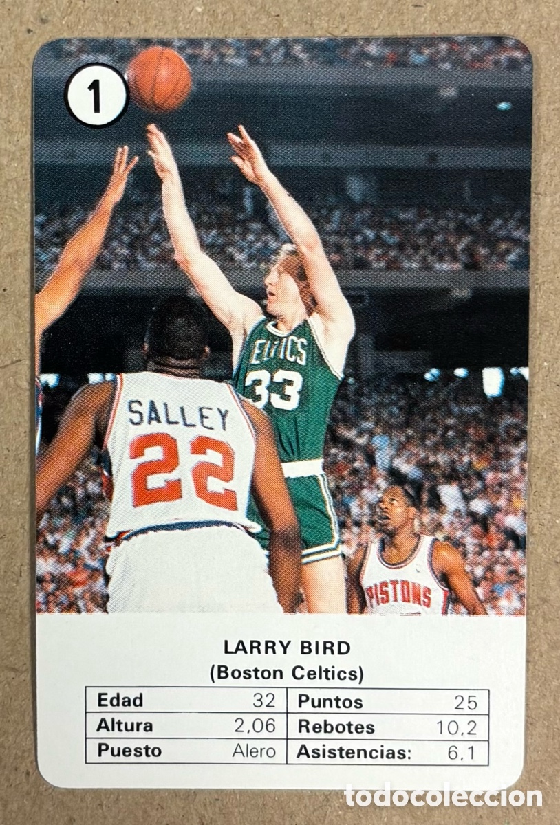 Cromos de F&uacute;tbol: LARRY BIRD (BOSTON CELTICS) N&deg; 1. CARTA COLECCI&Oacute;N FOURNIER ESTRELLAS MBA (1988).