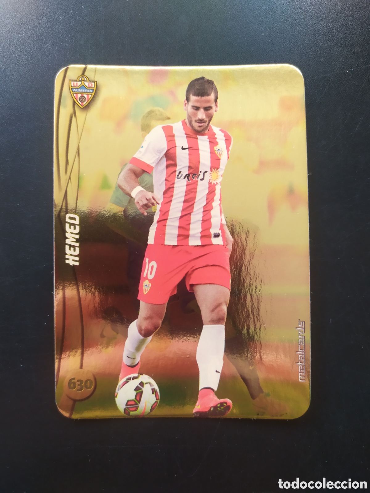 Cromos de F&uacute;tbol: Mundicromo fichas Liga 2014 2015 14 15 Hemed top brillo liso dorado n&deg; 630 Almer&iacute;a