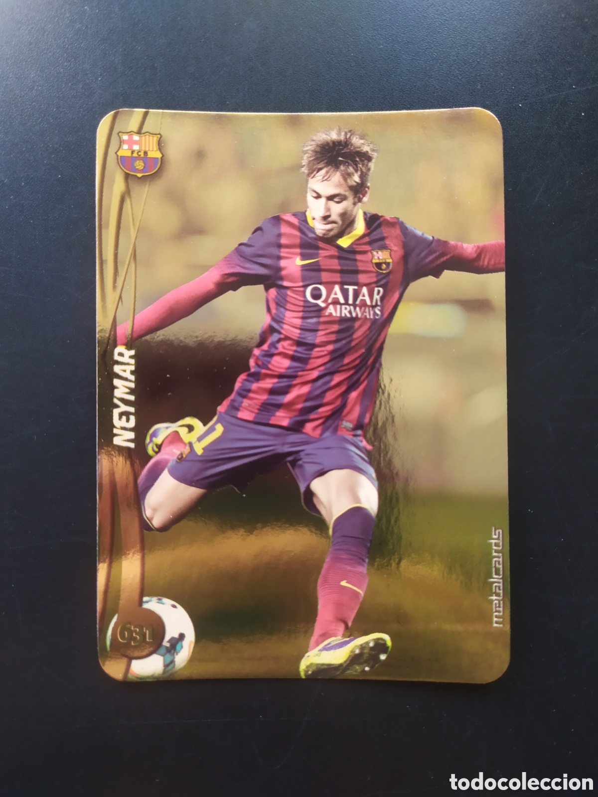 Cromos de F&uacute;tbol: Mundicromo fichas Liga 2014 2015 14 15 Neymar top brillo liso dorado n&deg; 631 Barcelona
