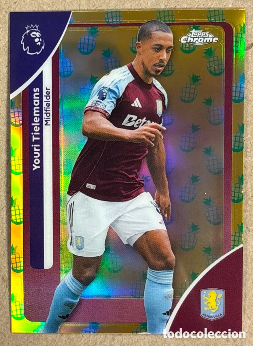 Figurine di Calcio: YOURI TIELEMANS (ASTON VILLA). CARTA PINEAPPLE BLAST PARALLEL TOPPS CHROME PREMIER LEAGUE 25/26. #25