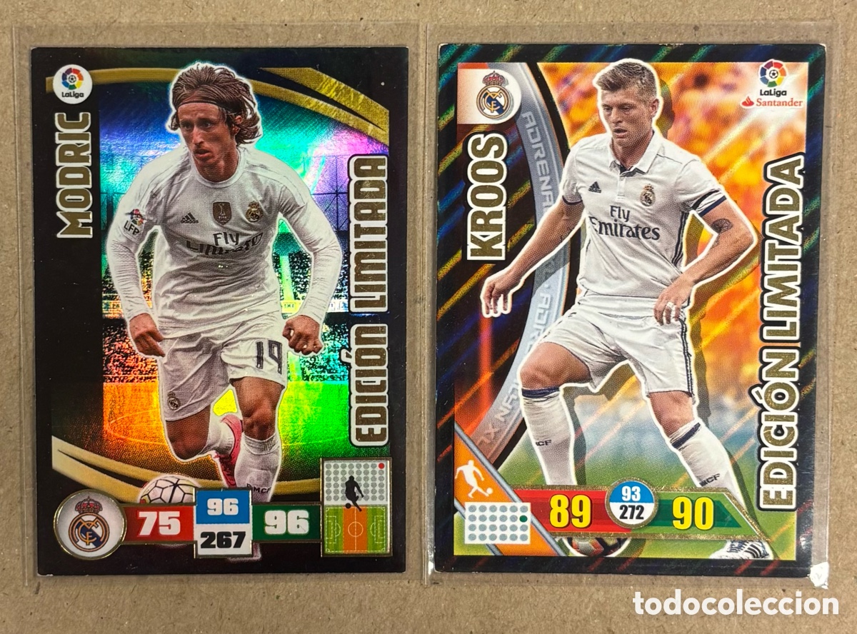 Cromos de F&uacute;tbol: LUKA MODRIC & TONY KROSS (REAL MADRID). 2 CARTAS EDICI&Oacute;N LIMITADA PANINI ADRENALYN XL 15/16 y 16/17