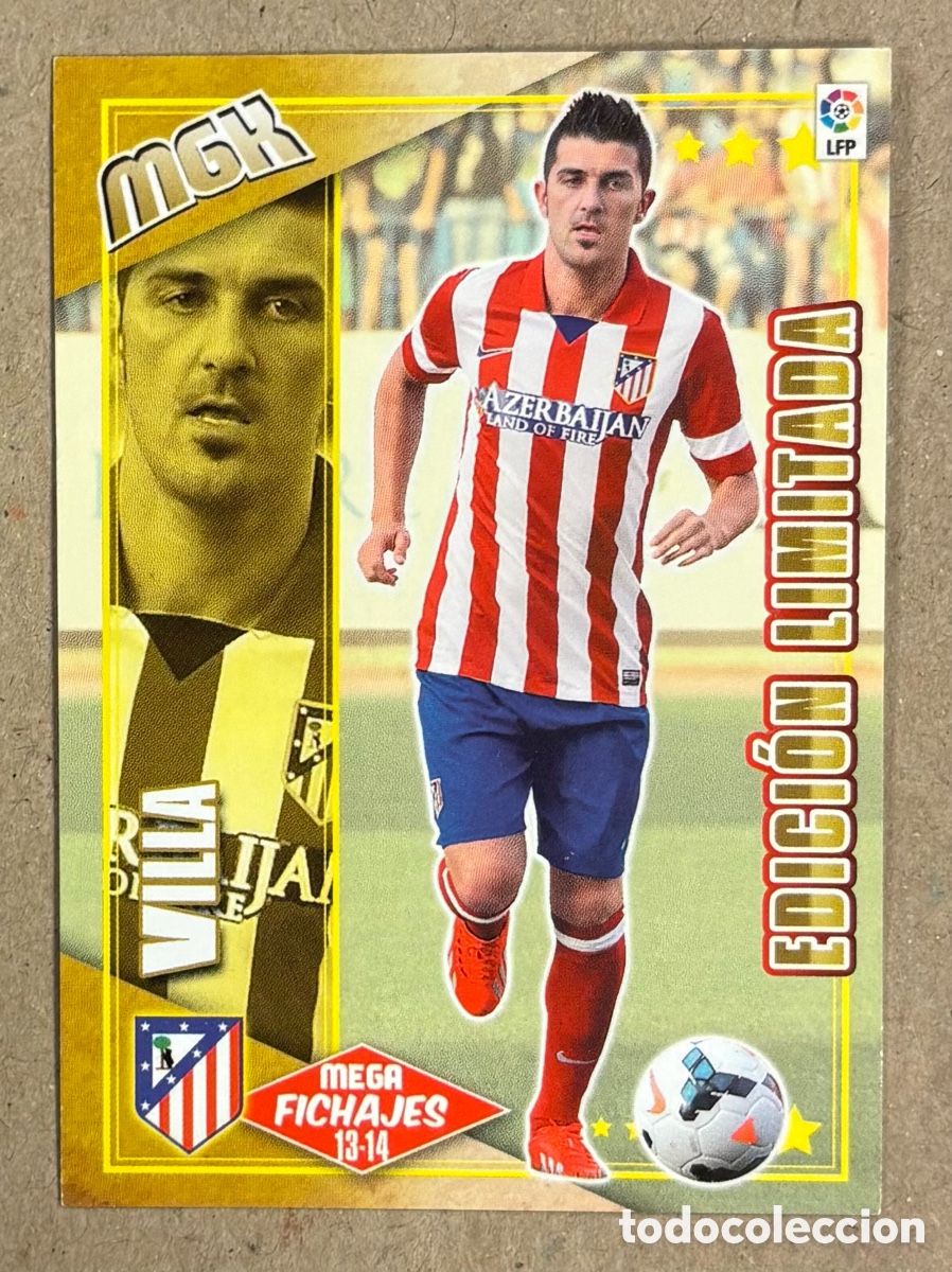 Cromos de F&uacute;tbol: DAVID VILLA (ATL&Eacute;TICO MADRID). CARTA EDICI&Oacute;N LIMITADA PANINI MEGACRACKS 2013/14 MEGAFICHAJES.