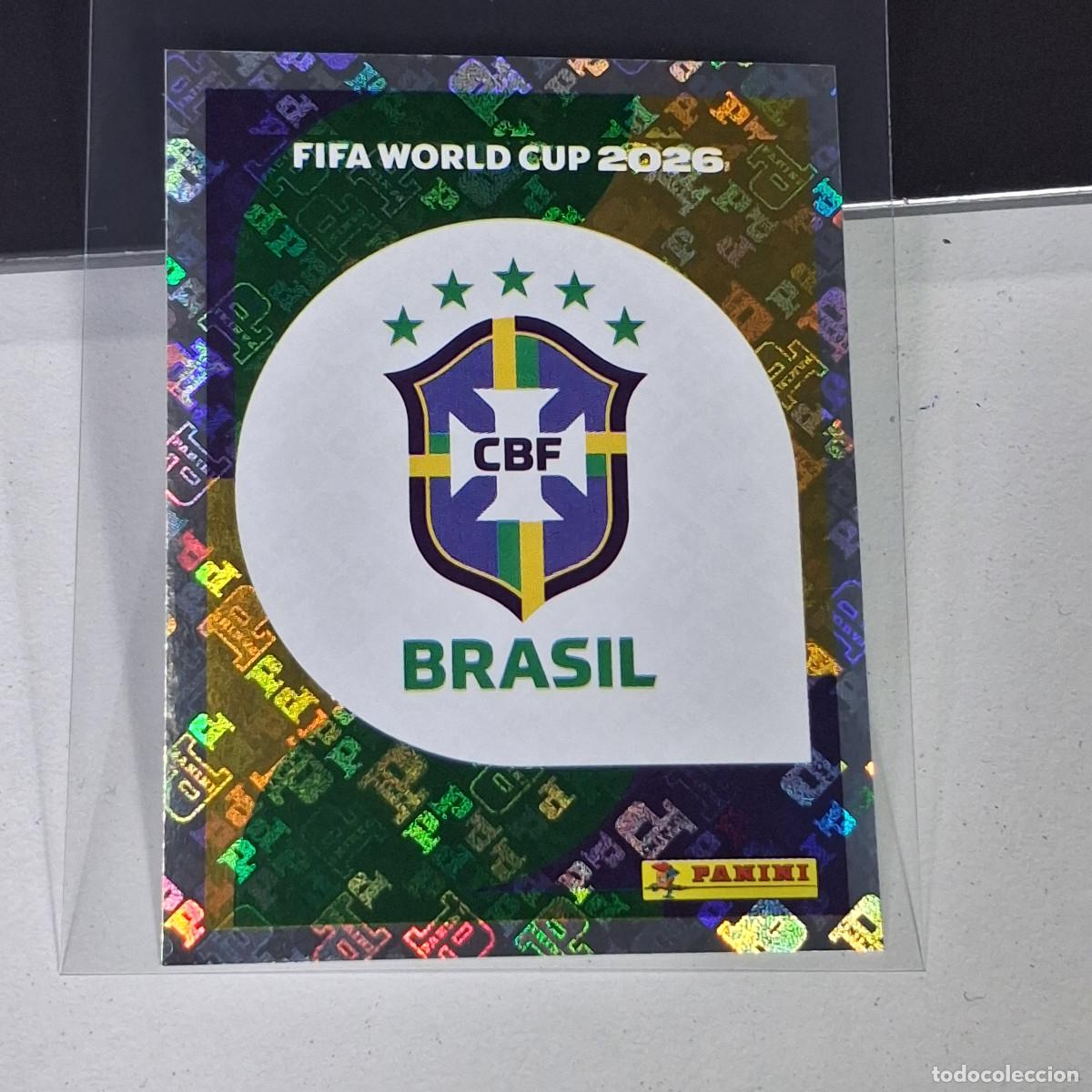 Cromos de F&uacute;tbol: A26 BRA 1 BRA1 LOGO BADGE ESCUDO BRAZIL BRASIL MUNDIAL FIFA WORLD CUP 2026 STICKER PANINI