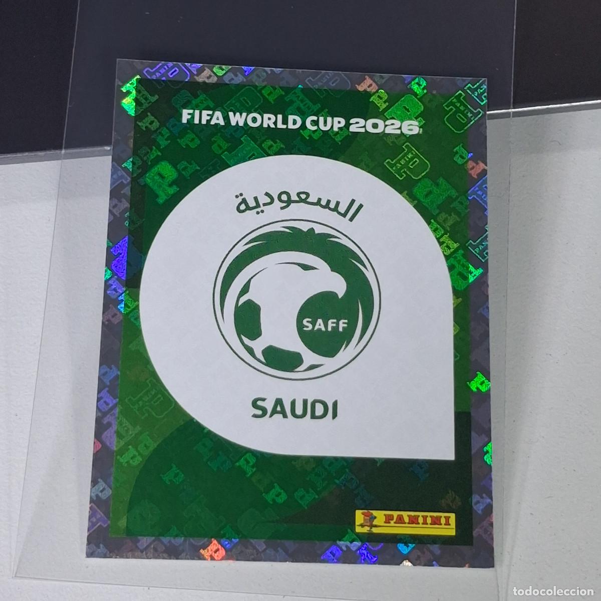 Cromos de F&uacute;tbol: A28 KSA1 KSA 1 ESCUDO LOGO ARABIA SAUD&Iacute; SAUDI ARABIA MUNDIAL FIFA WORLD CUP 2026 STICKER PANINI
