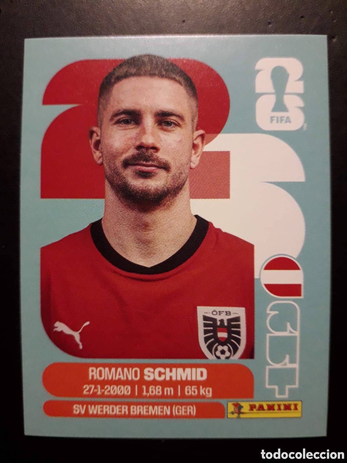 Cromos de F&uacute;tbol: SCHMID AUSTRIA AUT 16 MUNDIAL F&Uacute;TBOL 2026 FIFA WORLD CUP PANINI SIN PEGAR PEDIDO M&Iacute;NIMO 3&euro;