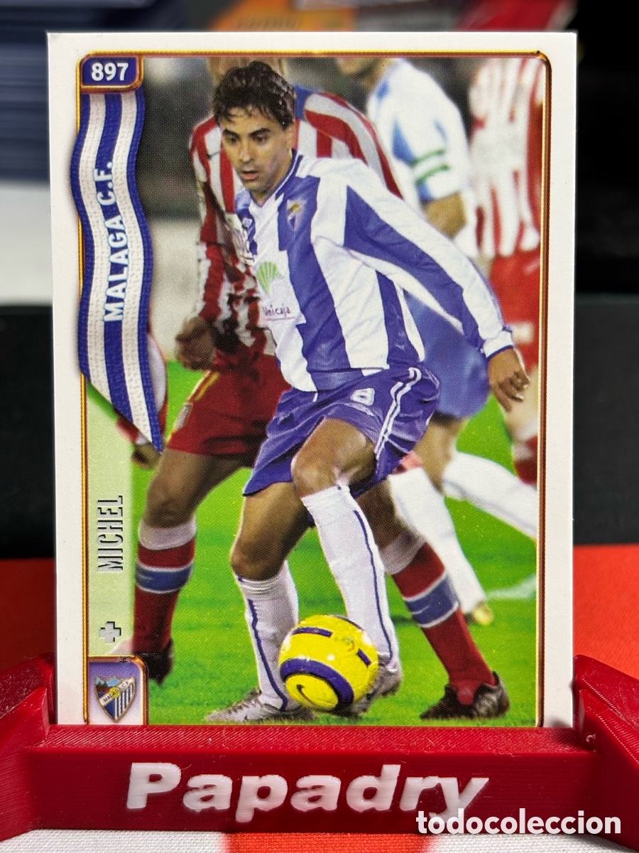 Football Stickers: MICHEL + Plus Actualizaci&oacute;n - MALAGA - MUNDICROMO FICHAS DE LA LIGA 2005 CARD.