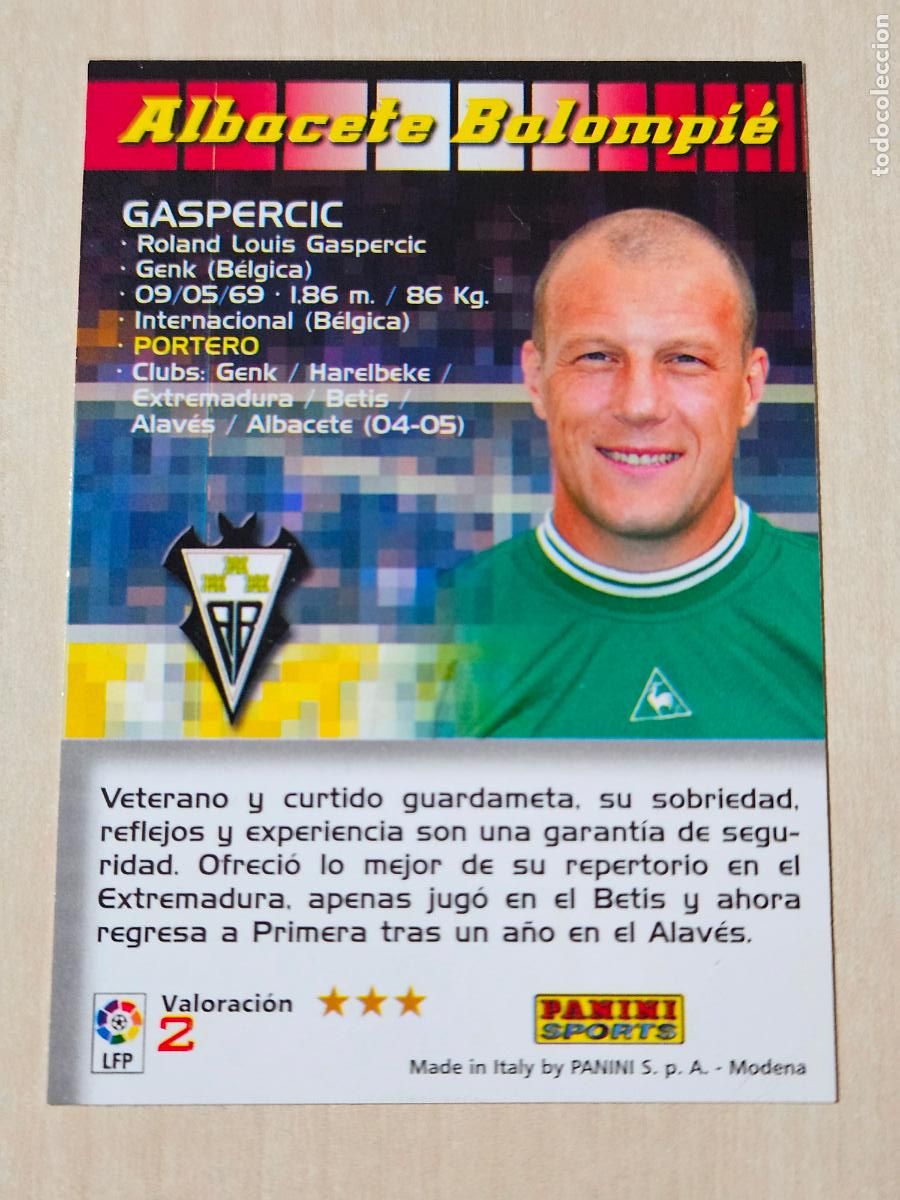 Cromos de F&uacute;tbol: CROMO N&ordm; 2 GASPERCIC - MEGACRACKS 2004 05 - ALBACETE