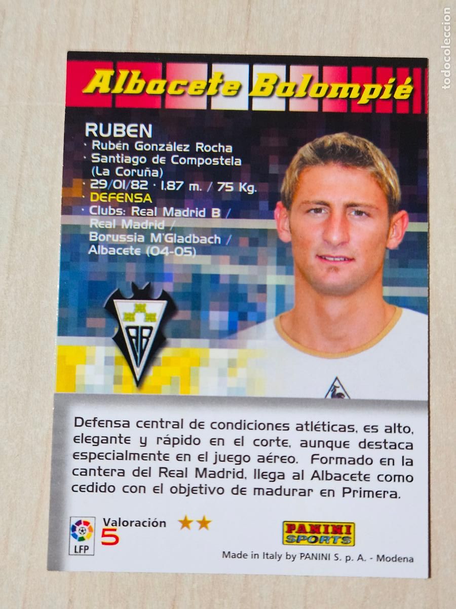 Cromos de F&uacute;tbol: CROMO N&ordm; 5 RUBEN - MEGACRACKS 2004 05 - ALBACETE
