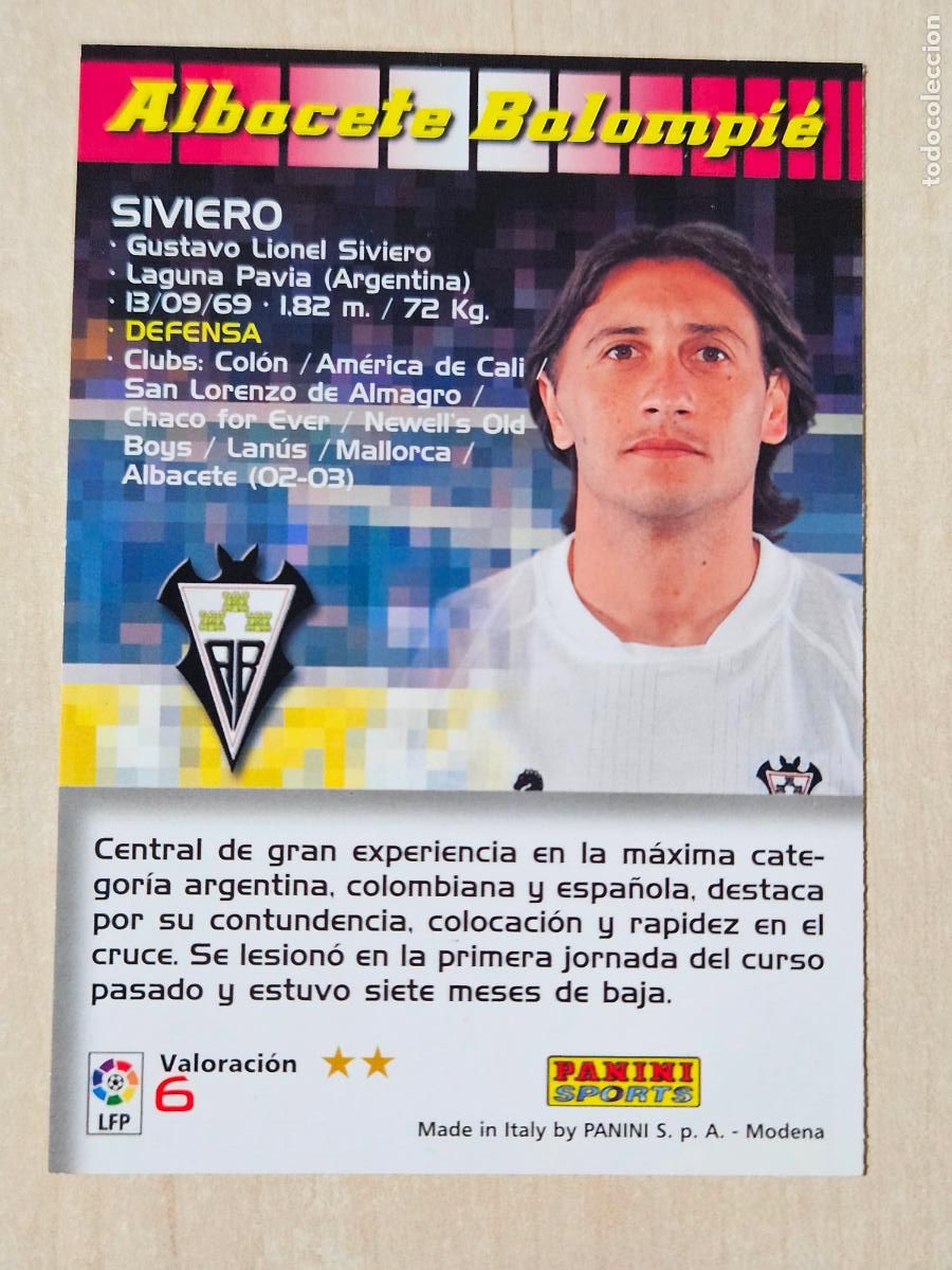 Cromos de F&uacute;tbol: CROMO N&ordm; 6 SIVIERO - MEGACRACKS 2004 05 - ALBACETE